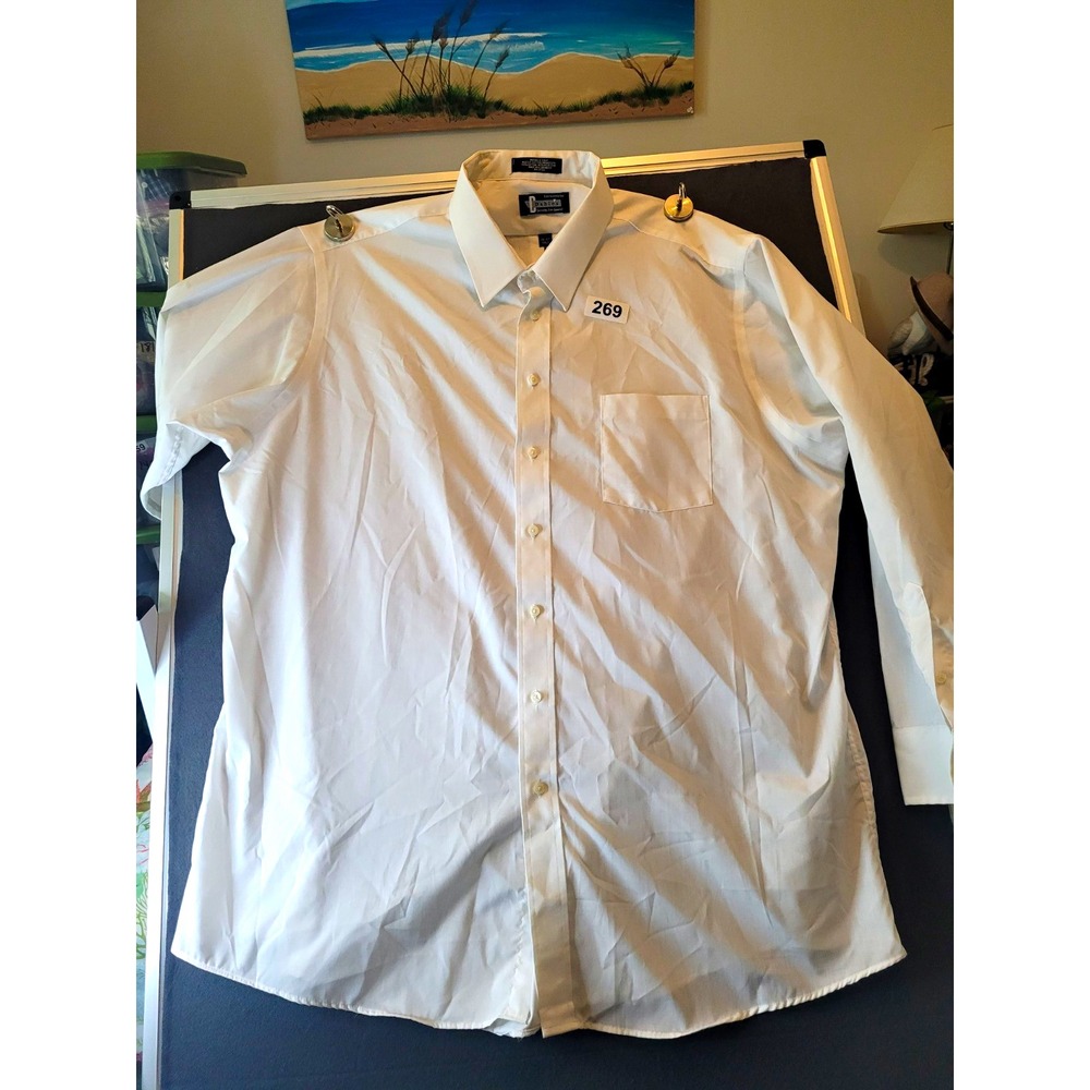 Dahles Men's Big & Tall 36 White Broadcloth Wrinkle Resistant LS Button-Up